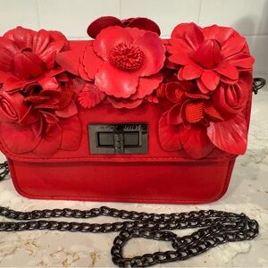 Betsey Johnson Red Floral Crossbody Bag